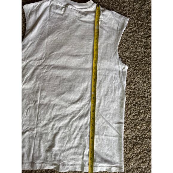 VTG Stephen Rosser L USA Made Single Stitched Hanes Beefy White Cutoff Sleeves - Picture 6 of 6